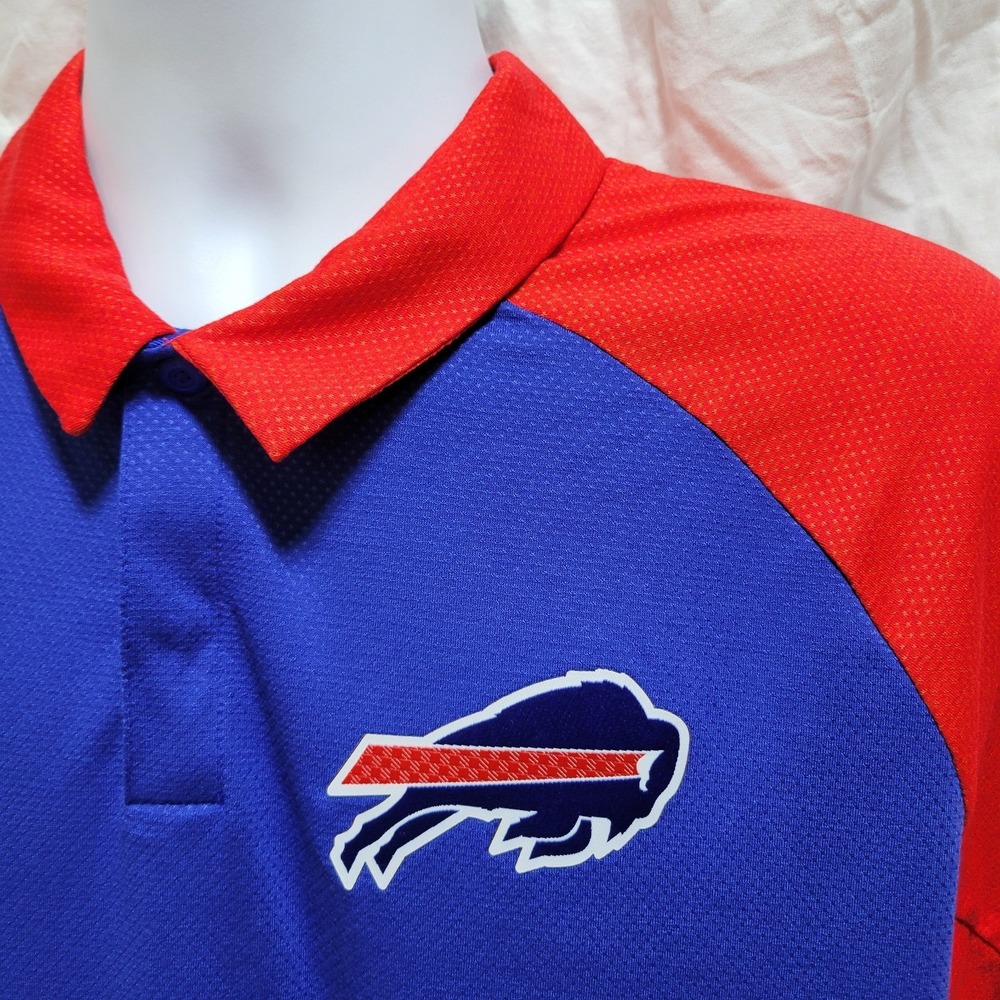 Nike Buffalo Bills Polo Shirt Mens Size Large Red Blue NFL Dri Fit Football